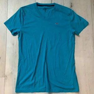 V neck blue shirt